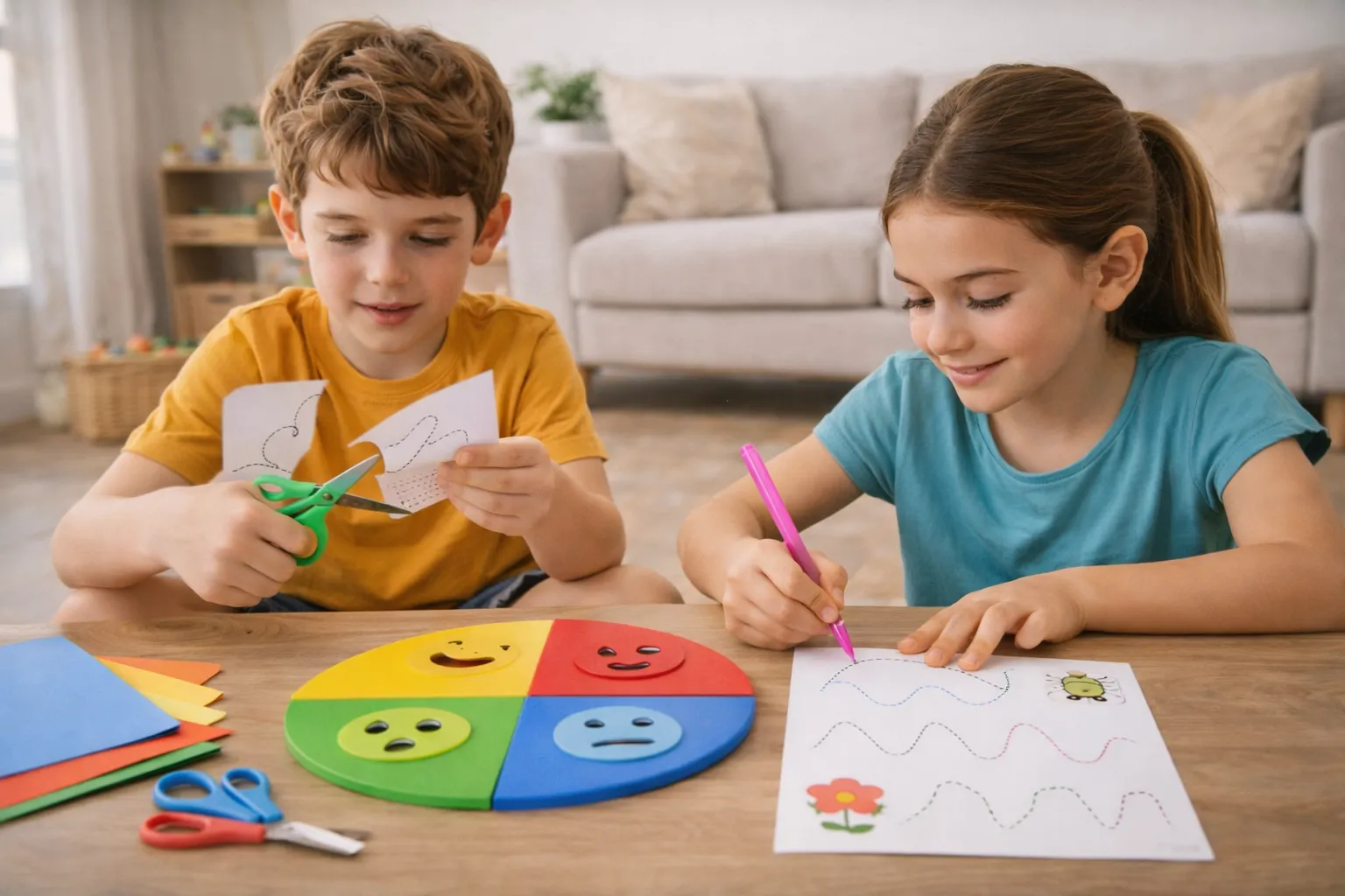 Una forma divertida de desarrollar la motricidad fina en los niños: Actividades de corte con tijeras y trazado