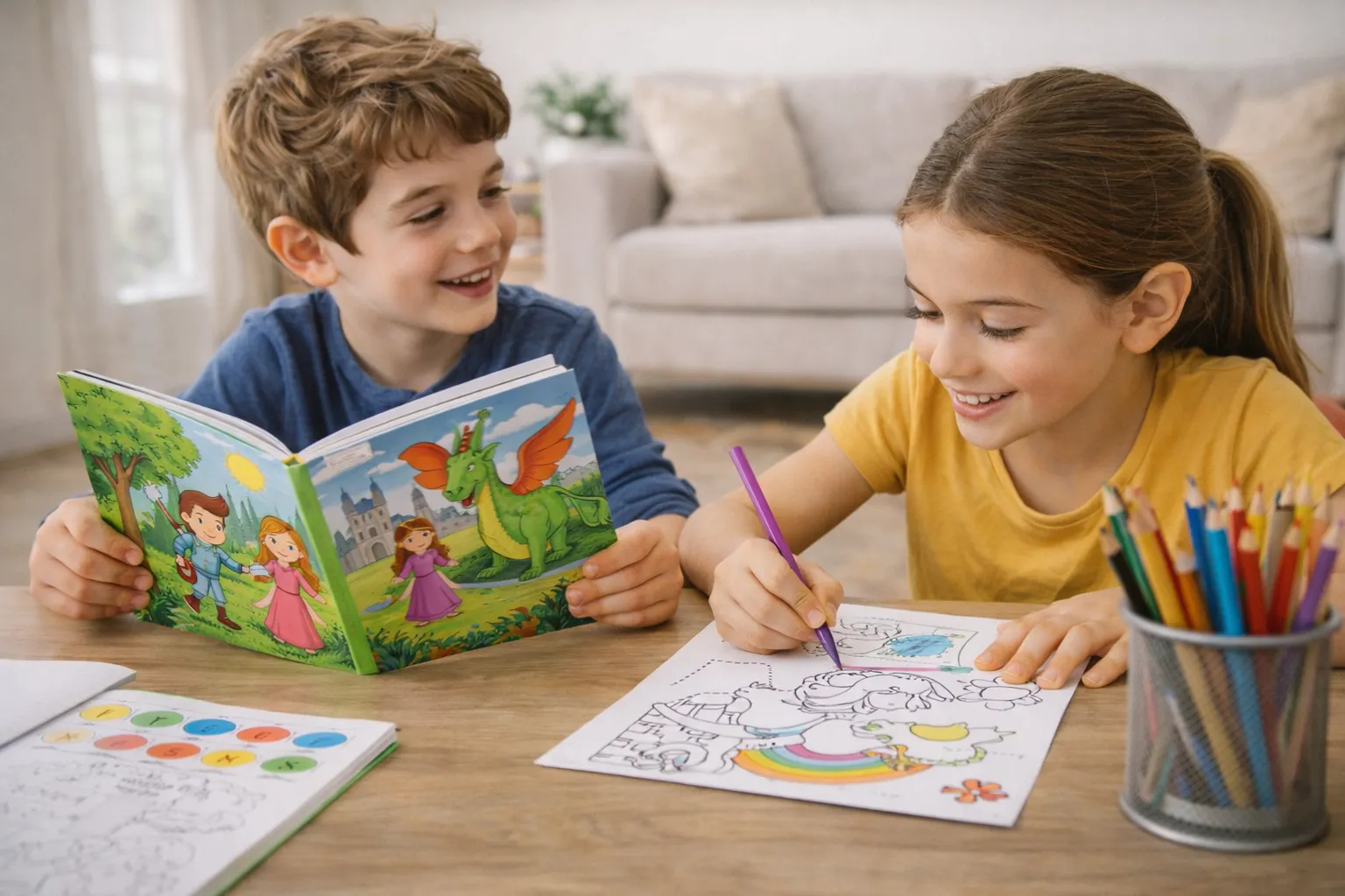 Cuentos cortos y actividades de colorear para potenciar la concentración y la imaginación infantil
