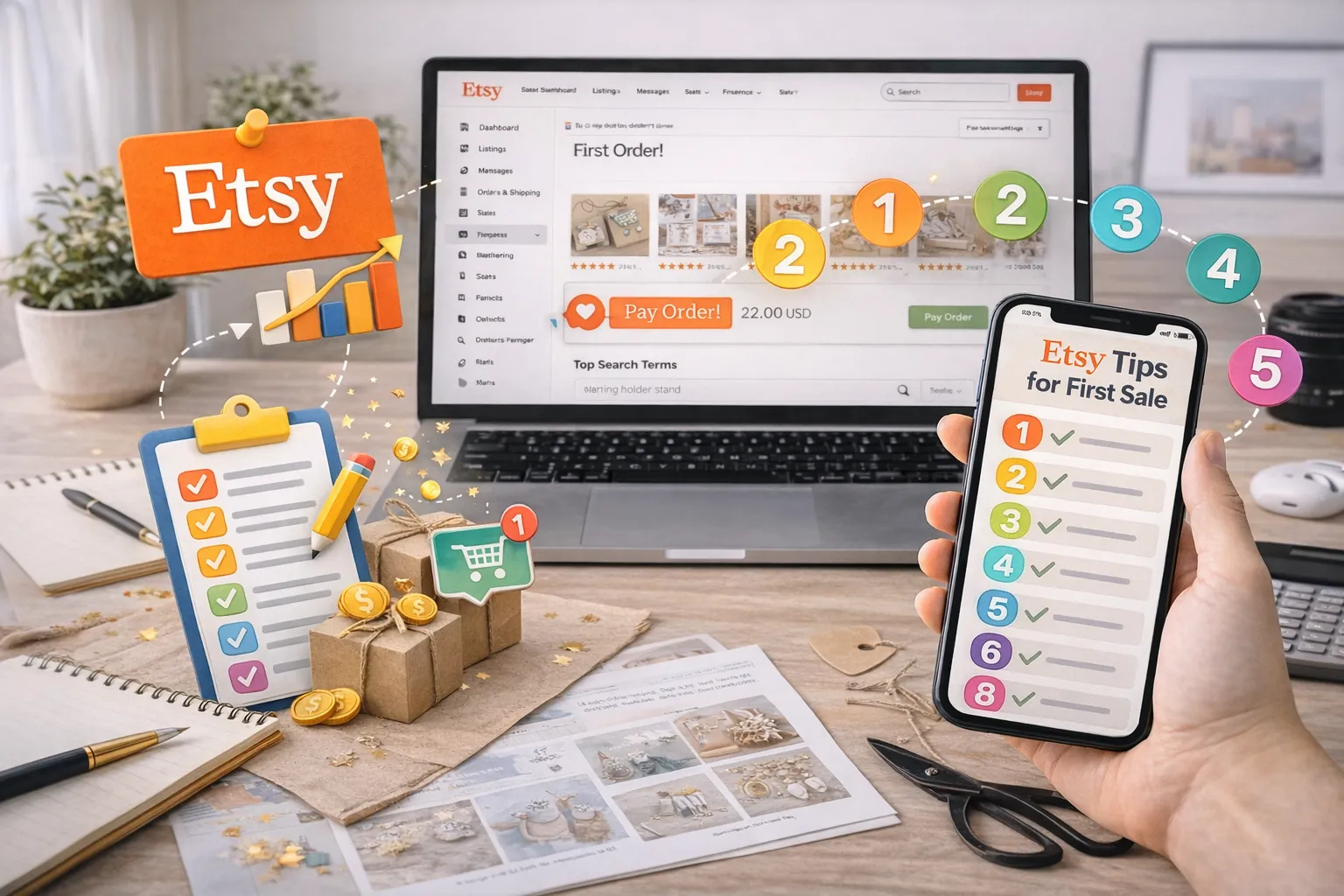 8 consejos prácticos para lograr tu primera venta en Etsy (Para principiantes)